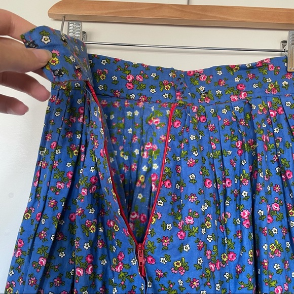 Handmade boho peasant blue floral skirt S/M - Picture 3 of 6